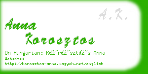 anna korosztos business card